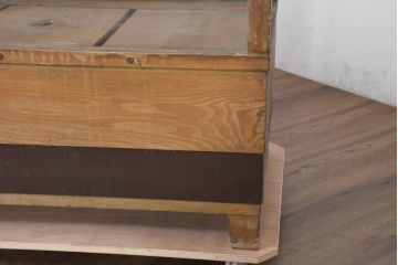 和製アンティーク　温かみある木味が魅力の引き出し付きガラスケース(Gケース、ショーケース、コレクションケース、飾り棚、陳列棚、店舗什器)(R-082421)