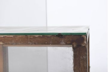 和製アンティーク　温かみある木味が魅力の引き出し付きガラスケース(Gケース、ショーケース、コレクションケース、飾り棚、陳列棚、店舗什器)(R-082421)
