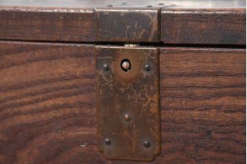 和製アンティーク　欅(ケヤキ)材　時代の流れを感じる風合いの小箱(銭箱、小物収納、小物入れ、収納箱、木箱、ディスプレイ)(R-082424)