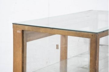 和製アンティーク　ナラ材　レトロな雰囲気づくりに活躍してくれるパン屋の縦型ガラスケース(ショーケース、Gケース、ディスプレイケース、コレクションケース、飾り棚、陳列棚、店舗什器)(R-082428)