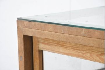 和製アンティーク　ナラ材　レトロな雰囲気づくりに活躍してくれるパン屋の縦型ガラスケース(ショーケース、Gケース、ディスプレイケース、コレクションケース、飾り棚、陳列棚、店舗什器)(R-082428)