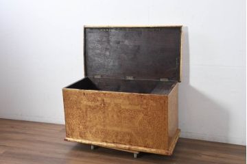 アンティーク　東南アジア美術　タイ?　ビルマ?　工芸品　戦士と寺院建築が全面に描かれた精細な彫刻入りのブランケットボックス(木箱、コファー、収納箱)(R-082431)