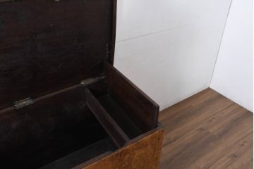 アンティーク　東南アジア美術　タイ?　ビルマ?　工芸品　戦士と寺院建築が全面に描かれた精細な彫刻入りのブランケットボックス(木箱、コファー、収納箱)(R-082431)
