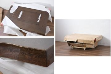 和製ビンテージ　未使用　新古品(中古)　鉄刀木(タガヤサン)　美しい杢目が魅力の4尺炉卓(ローテーブル、長火鉢、座卓、リビングテーブル、囲炉裏、ヴィンテージ)(R-082438)