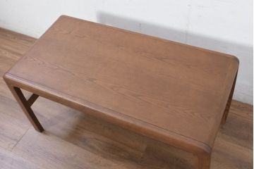 中古　アサヒ木工　タモ材　AT-317　柔らかな曲線が生活に馴染むセンターテーブル(ローテーブル、リビングテーブル)(定価約62000円)(R-082440)