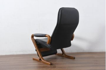 デンマークビンテージ　Nielaus Mobler(ニエラウスモブラー)　ap Dream seat(ドリームシート)　本革(レザー)　スタイリッシュなデザインのリクライニングイージーチェア(リクライニングチェア、アームチェア、1P、一人掛け、1人掛け、イス、椅子、北欧、ヴィンテージ、ニーラウス、ニールス)(R-082445)