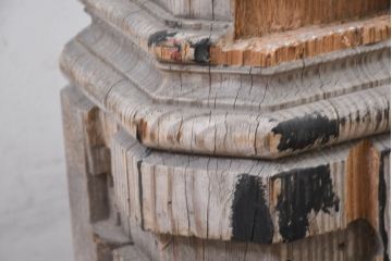 フランスアンティーク　古いパイン材の美しい木目と風合いが魅力的な手すり支柱(ピラー、柱、店舗什器)(R-082451)