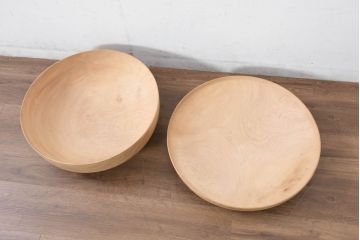 和製アンティーク　希少!!　特注!!　超特大!!　栃の木(トチノキ)　直径約57センチ　古い木味の太平椀(木製お椀、汁椀)(R-082453)