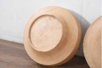 和製アンティーク　希少!!　特注!!　超特大!!　栃の木(トチノキ)　直径約57センチ　古い木味の太平椀(木製お椀、汁椀)(R-082453)