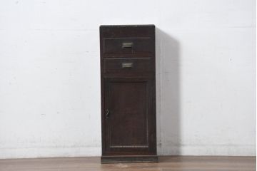 和製アンティーク　大正ロマンなお部屋に取り入れたいサイドキャビネット(サイドボード、電話台、花台、飾り台、収納棚、戸棚、縦型)(R-082454)