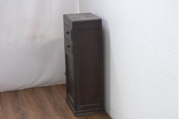 和製アンティーク　大正ロマンなお部屋に取り入れたいサイドキャビネット(サイドボード、電話台、花台、飾り台、収納棚、戸棚、縦型)(R-082454)