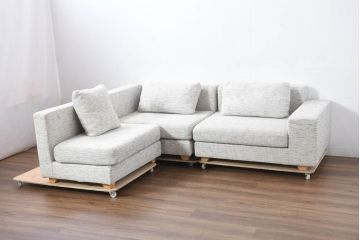 中古　美品!!　HUKLA(フクラ)　REGATO(レガト)　Combination Sofa　自由にアレンジが可能なコンビネーションソファ3点セット(3P、三人掛け、3人掛け、カウチソファ)(定価約70万円)(R-082458)