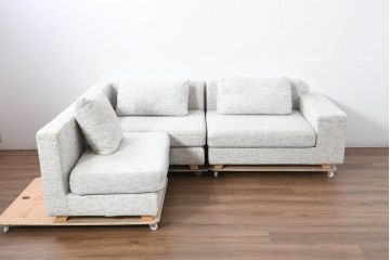 中古　美品!!　HUKLA(フクラ)　REGATO(レガト)　Combination Sofa　自由にアレンジが可能なコンビネーションソファ3点セット(3P、三人掛け、3人掛け、カウチソファ)(定価約70万円)(R-082458)