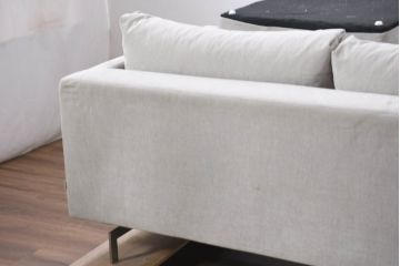 中古　美品　BoConcept(ボーコンセプト)　ゆったりとした座面のシンプルなオットマン付き3人掛けカウチソファ(トリプルソファ、フットスツール、3P、三人掛け)(R-082464)