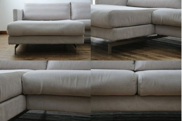 中古　美品　BoConcept(ボーコンセプト)　ゆったりとした座面のシンプルなオットマン付き3人掛けカウチソファ　(R-082464)