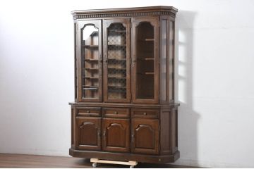 中古　美品　KOSUGA(コスガ)　リージェントハウスシリーズ　上品な佇まいの二段重ねキャビネット(食器棚、キュリオケース、カップボード、飾り棚、戸棚、収納棚)(定価約44万円)(R-082468)
