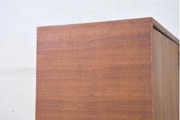 和製ビンテージ　北欧デザイン　チーク材　縦型/薄型　シンプルなデザインがお部屋に馴染みやすいワードローブ(衣装箪笥、洋服タンス、収納棚、ロッカー、ヴィンテージ)(R-082473)