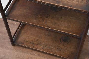 和製ビンテージ　時代物　上品な佇まいが魅力の小振りな飾り棚(オープンシェルフ、オープンラック、ディスプレイラック、陳列棚、茶棚、ヴィンテージ)(R-082474)