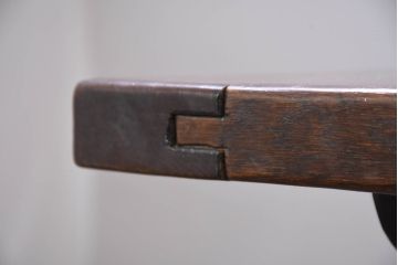 イギリスビンテージ　特大!!　オーク材　重厚な佇まいが存在感を放つアンティーク調の8人掛けダイニングテーブル(食卓、6人掛け、作業台、英国、ヴィンテージ)(R-082481)