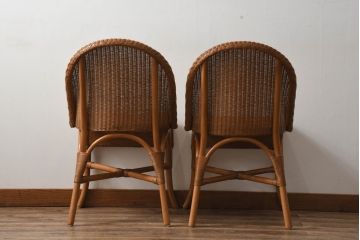 中古　イギリス　LLOYD LOOM(ロイドルーム)　洗練されたデザインのダイニングチェア2脚セット(アームレスチェア、サイドチェア、椅子、イス、英国、バラ売り可能)(定価2脚で約10万円)(R-082484)