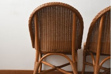 中古　イギリス　LLOYD LOOM(ロイドルーム)　洗練されたデザインのダイニングチェア2脚セット(アームレスチェア、サイドチェア、椅子、イス、英国、バラ売り可能)(定価2脚で約10万円)(R-082484)