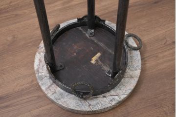 中古　MAITLAND-SMITH(メートランドスミス)　大理石トップ　真鍮(しんちゅう)飾り付きのおしゃれなデザインのフラワースタンド(花台、飾り棚、飾り台、展示台、店舗什器、ディスプレイ、英国)(R-082488)