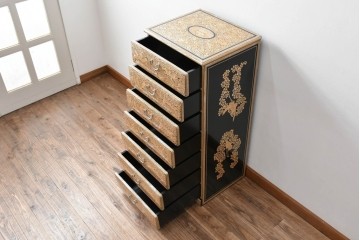 中古　美品　もはや美術品!!　最高級　統一工芸研究院 吉正本　美しい螺鈿(ラデン)細工が目を引く存在感抜群の縦型チェスト　定価推定約150万円以上　(R-082490)