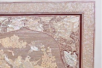 中古　超美品!!　もはや美術品!!　最高級　螺鈿(ラデン)細工　統一工芸研究院 吉正本　煌びやかな意匠が目を引くキャビネット(バンダチ、バンダジ、収納棚、李朝家具)(R-082491)