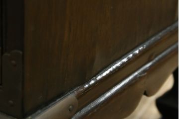 中古　アジア民芸家具　アジアンな雰囲気を高める小振りなサイドキャビネット(李朝箪笥、李朝タンス、小物収納、収納棚、戸棚、飾り棚)(R-082492)