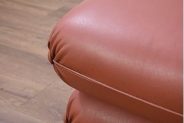 中古　美品　フランス　PRESTIGE(プレステージ)　シックな佇まいの回転式本革オットマン(フットスツール、椅子、イス、レザー)(R-082497)