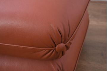 中古　美品　フランス　PRESTIGE(プレステージ)　シックな佇まいの回転式本革オットマン(フットスツール、椅子、イス、レザー)(R-082497)