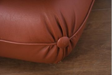 中古　美品　フランス　PRESTIGE(プレステージ)　シックな佇まいの回転式本革オットマン(フットスツール、椅子、イス、レザー)(R-082497)