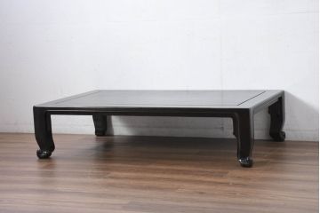 中古　超美品　展示品　縞黒檀(シマコクタン)材　洗練された佇まいが魅力的な座卓(ローテーブル、センターテーブル、リビングテーブル)(定価約70万円)(R-082499)