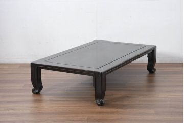 中古　超美品　展示品　縞黒檀(シマコクタン)材　洗練された佇まいが魅力的な座卓(ローテーブル、センターテーブル、リビングテーブル)(定価約70万円)(R-082499)