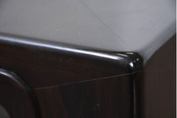 中古　超美品　展示品　縞黒檀(シマコクタン)材　洗練された佇まいが魅力的な座卓(ローテーブル、センターテーブル、リビングテーブル)(定価約70万円)(R-082499)