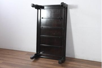 中古　超美品　展示品　縞黒檀(シマコクタン)材　洗練された佇まいが魅力的な座卓(ローテーブル、センターテーブル、リビングテーブル)(定価約70万円)(R-082499)