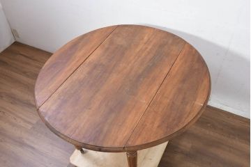 フランスアンティーク　優雅な挽物脚とシンプルな天板のバタフライテーブル(ダイニングテーブル、ドロップリーフテーブル、エクステンションテーブル、食卓、2人掛け、4人掛け、2人用、4人用)(天板に反り、虫食い跡、段差あり)(R-082501)