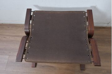 北欧ビンテージ　ノルウェー　ウェストノーファ(Westnofa)　シエスタ　本革(レザー)　気品漂うシックな雰囲気が魅力のオットマン(椅子、イス、フットスツール、ヴィンテージ)(R-082504)
