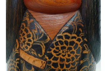 内閣総理大臣賞受賞作家　現代の名工　関口三作　「藍染」　高さ 約36cm　淑やかな美しさ漂う創作こけし(郷土人形玩具、伝統工芸、民芸品、置物、ディスプレイ、木彫、木製)(R-082514)