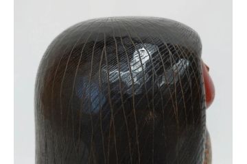 内閣総理大臣賞受賞作家　現代の名工　関口三作　「藍染」　高さ 約36cm　淑やかな美しさ漂う創作こけし(郷土人形玩具、伝統工芸、民芸品、置物、ディスプレイ、木彫、木製)(R-082514)