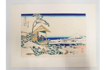 復刻版　昭和37年　加藤版画研究所　葛飾北斎　冨嶽三十六景　木版画7点セット(浮世絵、礫川雪の旦、深川万年橋下、下目黒、江戸日本橋、東都浅草本願寺、東都駿台、隠田の水車)(R-082515)　