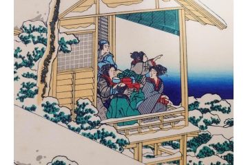 復刻版　昭和37年　加藤版画研究所　葛飾北斎　冨嶽三十六景　木版画7点セット(浮世絵、礫川雪の旦、深川万年橋下、下目黒、江戸日本橋、東都浅草本願寺、東都駿台、隠田の水車)(R-082515)　