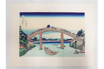復刻版　昭和37年　加藤版画研究所　葛飾北斎　冨嶽三十六景　木版画7点セット(浮世絵、礫川雪の旦、深川万年橋下、下目黒、江戸日本橋、東都浅草本願寺、東都駿台、隠田の水車)(R-082515)　
