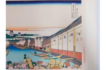 復刻版　昭和37年　加藤版画研究所　葛飾北斎　冨嶽三十六景　木版画7点セット(浮世絵、礫川雪の旦、深川万年橋下、下目黒、江戸日本橋、東都浅草本願寺、東都駿台、隠田の水車)(R-082515)　
