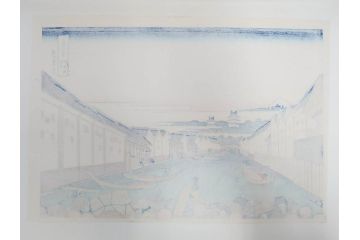 復刻版　昭和37年　加藤版画研究所　葛飾北斎　冨嶽三十六景　木版画7点セット(浮世絵、礫川雪の旦、深川万年橋下、下目黒、江戸日本橋、東都浅草本願寺、東都駿台、隠田の水車)(R-082515)　