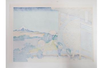 復刻版　昭和37年　加藤版画研究所　葛飾北斎　冨嶽三十六景　木版画7点セット(浮世絵、礫川雪の旦、深川万年橋下、下目黒、江戸日本橋、東都浅草本願寺、東都駿台、隠田の水車)(R-082515)　