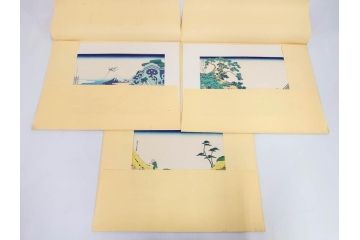 復刻版　昭和37年　加藤版画研究所　葛飾北斎　冨嶽三十六景　木版画7点セット(浮世絵、礫川雪の旦、深川万年橋下、下目黒、江戸日本橋、東都浅草本願寺、東都駿台、隠田の水車)(R-082515)　
