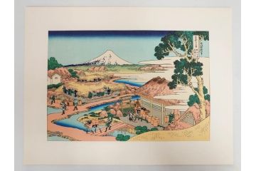 復刻版　昭和37年　加藤版画研究所　葛飾北斎　冨嶽三十六景　木版画6点セット(浮世絵、駿州片倉茶園の不二、青山円座松、駿州江尻、隅田川関屋の里、甲州犬目峠、駿州大野新田)(R-082516)　