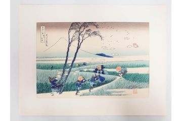 復刻版　昭和37年　加藤版画研究所　葛飾北斎　冨嶽三十六景　木版画6点セット(浮世絵、駿州片倉茶園の不二、青山円座松、駿州江尻、隅田川関屋の里、甲州犬目峠、駿州大野新田)(R-082516)　