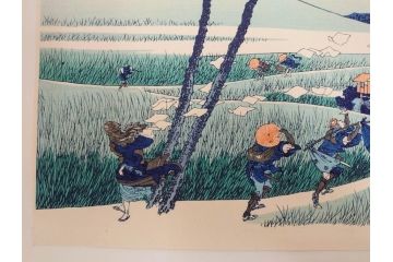 復刻版　昭和37年　加藤版画研究所　葛飾北斎　冨嶽三十六景　木版画6点セット(浮世絵、駿州片倉茶園の不二、青山円座松、駿州江尻、隅田川関屋の里、甲州犬目峠、駿州大野新田)(R-082516)　